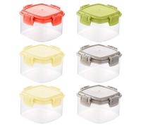 6 contenitori per salse, barattoli quadrati, condimenti da cucina, contenitori per salse con coperchio, contenitori da cucina, bottiglie in plastica PE, adatti per la conservazione delle salse in