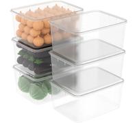 6 Contenitori Plastica 10 L con Coperchio Trasparenti per Frigo e Freezer