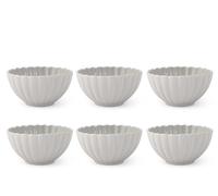 6 coppette Lotus in stoneware grigio cm 14. Forma evidenziata da una texture a