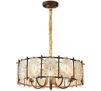6 Crystal Drum Olio strofinato Bronzo Industrial Farmhouse Chandelier Foyer Vintage Glass Affermazione a Sospensione Light Rustic Hanging Lampada per l'ingresso dell'isola Cucina Camera da