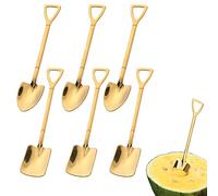 6 Cucchiai a Vanga in Acciaio Inossidabile, a Forma di Pala Creativa Rossa - Stile Anguria per Tè, Latte, Caffè, Zucchero, Dessert e Gelato (Dorato)
