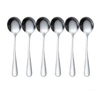 6 Cucchiai da Zuppa in Acciaio Lungo Posate Riutilizzabili per Cucina Minestra e Ramen Argento 15,7 cm