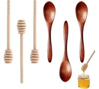 6 cucchiai per miele e miele a spirale per miele e miele, bastoncini per miele in legno, accessori per miele e miele in legno, marrone (3 + 3)