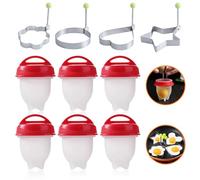 6 Cuociuova in Silicone Antiaderente, Coppette per Uova a Cottura Rapida, Creatore di Uova Senza Guscio Set con Stampo Ad Anello per Uova Cotte, Cuoci Uova In Silicone Contenitore per Casa Ristorante