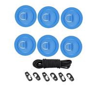 6 cuscinetti ad anello a D in acciaio inox per barca gonfiabile, kayak, canoa, tavola da surf con supporto in PVC e corda di sicurezza annodata