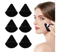 6 Cuscinetti per Cipria Triangolari, per Uso Secco e Umido, Adatto per tutti i Tipi di Pelle, Utilizzato per Cipria Sciolta e Cosmetici Liquidi, 7 x 6 x 0,5 cm, Nero
