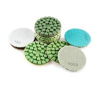 6 cuscinetti per lucidatura in calcestruzzo, 100 mm, dischi smerigliati da | Cemento di terrazzo del granito di marmo, uso bagnato o asciutto con il sostegno di nylon, colore casuale della sabbia 50