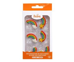 6 Decorazioni arcobaleni in zucchero Decora