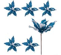 6 decorazioni floreali natalizie per inserti per albero fai da te e accessori decorativi che contribuiscono a un'atmosfera festiva (azzurro)