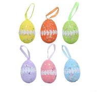 6 decorazioni pasquali a forma di uovo in schiuma di pizzo per la decorazione della casa e del giardino - Decorazione da appendere per le vacanze con eleganti dettagli in pizzo, leggero e