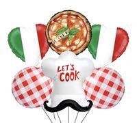 6 decorazioni per pizza italiana, palloncini realistici per pizza e palloncini a quadretti rossi con bandiera italiana, per cene italiane, serate di pizza, consegna speciale pizza baby shower
