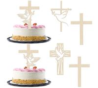 6 decorazioni per torta a tema mine, per battesimo, croce in legno con colomba della pace, decorazione per torta per prima comunione, baby shower, battesimo, feste, decorazioni per torte