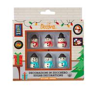 6 Decorazioni per torte pupazzi di neve natalizi 3D in zucchero Decora