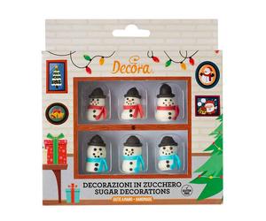 6 Decorazioni per torte pupazzi di neve natalizi 3D in zucchero Decora