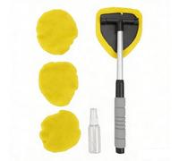 6 detergenti per parabrezza auto, rimozione nebbia e umidità con testa girevole e 3 cuscinetti in microfibra riutilizzabili per vetri, specchi, schermi piatti, 1 flacone spray, manico lungo
