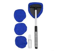 6 detergenti per parabrezza auto, rimozione nebbia e umidità con testa girevole e 3 cuscinetti in microfibra riutilizzabili per vetri, specchi, schermi piatti, 1 flacone spray, manico lungo