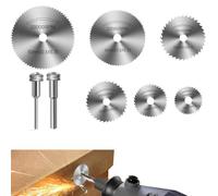 6 dischi da taglio, lame per sega rotante, lama mini sega circolare, disco diamantato da taglio con asta di mandrini per legno, vetro, plastica, metallo morbido, compatibile con Dremel utensili