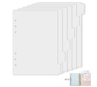 6 divisori in formato A5, 6 fori, formato A5, divisori in plastica bianca opaca, divisori per quaderni ad anelli, 21 x 14,8 cm