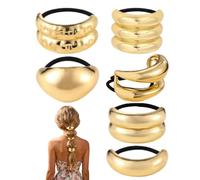 6 elastici dorati per coda di cavallo, eleganti fermagli per coda di cavallo, per donne, ragazze, ballerine, rappresentanti, compleanni, vacanze, matrimoni, vacanze, appuntamenti, fitness, yoga