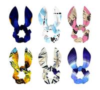 6 elastici lunghi per capelli con fiocco per bambini, donne e ragazze, blu brillante cosmico luce al neon twirl