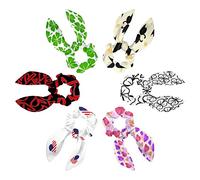 6 elastici lunghi per capelli con fiocco, per bambini, donne, ragazze, eleganti cigni neri, coppia di cuori gialli