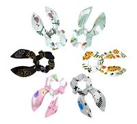 6 elastici per capelli con coniglietti bianchi, carote, carote, fiori, felici, azzurri, elastici per coda di cavallo, per donne, ragazze e bambini