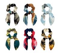 6 elastici per capelli con fiocco, elastici per capelli con orecchie da coniglio, motivo leone marino, fiocco, elastici per capelli, corde per coda di cavallo, accessori per donne e ragazze