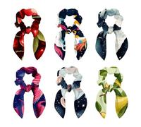 6 elastici per capelli con fiocco, elastici per capelli con orecchie da coniglio, motivo unicorno arcobaleno, fiocco, elastici per capelli, corde per coda di cavallo, accessori per donne e ragazze