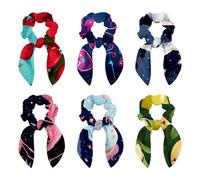 6 elastici per capelli con fiocco, elastici per capelli da coniglio, con motivo a cuore, con fiocco, elastici per capelli, corde per coda di cavallo, accessori per donne e ragazze