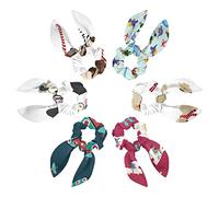 6 elastici per capelli con fiocco, elastici per capelli, elastici per capelli, fiocchi per capelli, coda di cavallo, accessori per donne, ragazze e bambini, simpatici dinosauri in stile cartone
