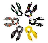 6 elastici per capelli con fiocco, elastici per capelli, elastici per capelli, per coda di cavallo, accessori per donne, ragazze, bambini, credi unicorni, sogni, cartoni animati, neri