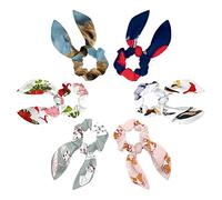 6 elastici per capelli con fiocco, elastici per capelli, elastici per capelli, per coda di cavallo, accessori per donne, ragazze e bambini, simpatici dinosauri in stile cartone animato che cavalca uno