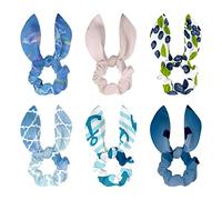 6 elastici per capelli con fiocco, elastici per capelli, elastici per capelli, per coda di cavallo, accessori per donne, ragazze e bambini, sagoma giapponese Kendo blu notte lago