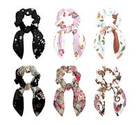 6 elastici per capelli con fiocco, elastici per capelli, per coda di cavallo, accessori per donne, ragazze e bambini, con orso carino che indossa un fiore