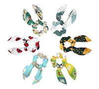 6 elastici per capelli con fiocco, morbidi elastici per capelli, elastici per coda di cavallo, con fiocco, simpatici dinosauri in stile cartone animato, accessori per capelli per bambini, corde per