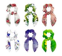 6 elastici per capelli con molti uccelli del paradiso fiori nel cespuglio, elastici per capelli per coda di cavallo, per donne, ragazze e bambini