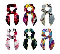 6 elastici per capelli con orecchie da coniglio, con fiocco, elastici per coda di cavallo, accessori da donna, motivo lucertola camaleonte