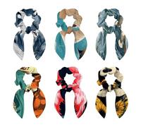 6 elastici per capelli con orecchie da coniglio, fiocco e fiocco, elastici per coda di cavallo, accessori da donna, motivo leone marino