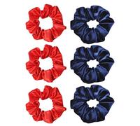 6 elastici per capelli da donna, in velluto morbido, in jersey, elastici per capelli, elastici per coda di cavallo, accessori per donne, signore e ragazze (blu navy/rosso)