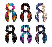 6 elastici per capelli, elastici per capelli, elastici per capelli con fiocco, motivo chitarra elettrica colorata, sciarpa per coda di cavallo, da donna