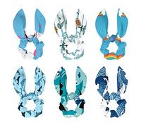 6 elastici per capelli giapponesi astratti blu ondulati elastici per coda di cavallo elastici per capelli per donne ragazze bambini