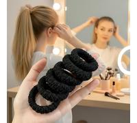 6 elastici per capelli, in cotone, senza cuciture, senza pieghe, per coda di cavallo, per donne spesse e sottili
