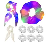 6 Elastici Per Capelli Luminosi E 1 Elastico Per Capelli Con Fiocco, Elastici Per Capelli Creativi, Elastici Per Capelli Glitterati, Forniture Per Feste Luminose Al Buio