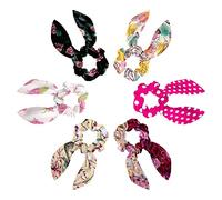 6 elastici per capelli, stile vintage, retrò, con farfalle e rose, elastici per coda di cavallo, per donne e ragazze