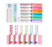 6 evidenziatori curvi a prova di perdite, per prendere appunti, scrivere a mano, progetti artistici, durabilità, curve, linee, evidenziatori per studenti