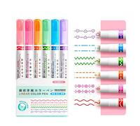 6 evidenziatori curvi a prova di perdite, per prendere appunti, scrivere a mano, progetti artistici, durata e scrittura fluida, penne curve