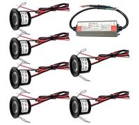 6 faretti LED da incasso, 12 V 2 W Mini Spot LED, Piccoli Faretti, Downlight Driver Impermeabile, Soffitto per Cucina Soggiorno Carport Scala Corridoio (Nero Bianco Caldo 3000 K)