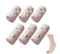 6 fasce elastiche, bendaggio medico elastico, bendaggio a compressione in tessuto, fascia elastica con clip in metallo, fascia elastica, per supporto alla caviglia, gamba