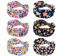 6 fasce elastiche per capelli da donna, accessori per capelli, motivo floreale, ampia, morbida, per yoga, allenamento, sport, corsa, viaggi