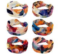 6 fasce elastiche per capelli da donna con fiori acquerellabili, accessori per capelli larghi e morbidi, per yoga, allenamento, sport, corsa, viaggi